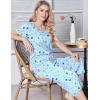 imageEkouaer Womens Pajama Set 2 Piece Cotton Pj Short Sleeve Sleepwear Top with Capri Pants Print NightwearBlue Star