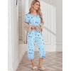 imageEkouaer Womens Pajama Set 2 Piece Cotton Pj Short Sleeve Sleepwear Top with Capri Pants Print NightwearBlue Star