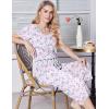 imageEkouaer Womens Pajama Set 2 Piece Cotton Pj Short Sleeve Sleepwear Top with Capri Pants Print NightwearBlue White Flower