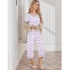 imageEkouaer Womens Pajama Set 2 Piece Cotton Pj Short Sleeve Sleepwear Top with Capri Pants Print NightwearBlue White Flower