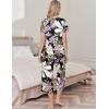 imageEkouaer Womens Pajama Set 2 Piece Cotton Pj Short Sleeve Sleepwear Top with Capri Pants Print NightwearBrown Flower