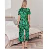 imageEkouaer Womens Pajama Set 2 Piece Cotton Pj Short Sleeve Sleepwear Top with Capri Pants Print NightwearGreen Leaves