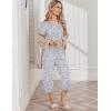imageEkouaer Womens Pajama Set 2 Piece Cotton Pj Short Sleeve Sleepwear Top with Capri Pants Print NightwearGrey Coffee