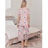 imageEkouaer Womens Pajama Set 2 Piece Cotton Pj Short Sleeve Sleepwear Top with Capri Pants Print NightwearGrey Flower