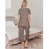 imageEkouaer Womens Pajama Set 2 Piece Cotton Pj Short Sleeve Sleepwear Top with Capri Pants Print NightwearLeopard