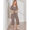 imageEkouaer Womens Pajama Set 2 Piece Cotton Pj Short Sleeve Sleepwear Top with Capri Pants Print NightwearLeopard