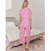 imageEkouaer Womens Pajama Set 2 Piece Cotton Pj Short Sleeve Sleepwear Top with Capri Pants Print NightwearPink Flower
