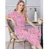 imageEkouaer Womens Pajama Set 2 Piece Cotton Pj Short Sleeve Sleepwear Top with Capri Pants Print NightwearPink Flower
