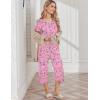 imageEkouaer Womens Pajama Set 2 Piece Cotton Pj Short Sleeve Sleepwear Top with Capri Pants Print NightwearPink Flower