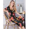 imageEkouaer Womens Pajama Set 2 Piece Cotton Pj Short Sleeve Sleepwear Top with Capri Pants Print NightwearRed Orange Flower