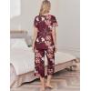 imageEkouaer Womens Pajama Set 2 Piece Cotton Pj Short Sleeve Sleepwear Top with Capri Pants Print NightwearWine Red Flower