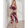 imageEkouaer Womens Pajama Set 2 Piece Cotton Pj Short Sleeve Sleepwear Top with Capri Pants Print NightwearWine Red Flower