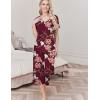 imageEkouaer Womens Pajama Set 2 Piece Cotton Pj Short Sleeve Sleepwear Top with Capri Pants Print NightwearWine Red Flower