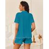 imageEkouaer Womens Pajama Sets Button Up Bride Pjs Set 2 Piece Soft Sleepwear Short Sleeve Lounge Sets with Shorts SXXLBlue Green