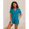 imageEkouaer Womens Pajama Sets Button Up Bride Pjs Set 2 Piece Soft Sleepwear Short Sleeve Lounge Sets with Shorts SXXLBlue Green