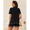 imageEkouaer Womens Pajama Sets Button Up Bride Pjs Set 2 Piece Soft Sleepwear Short Sleeve Lounge Sets with Shorts SXXLDark Black