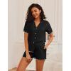 imageEkouaer Womens Pajama Sets Button Up Bride Pjs Set 2 Piece Soft Sleepwear Short Sleeve Lounge Sets with Shorts SXXLDark Black