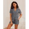 imageEkouaer Womens Pajama Sets Button Up Bride Pjs Set 2 Piece Soft Sleepwear Short Sleeve Lounge Sets with Shorts SXXLDark Grey