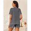 imageEkouaer Womens Pajama Sets Button Up Bride Pjs Set 2 Piece Soft Sleepwear Short Sleeve Lounge Sets with Shorts SXXLDark Grey