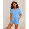 imageEkouaer Womens Pajama Sets Button Up Bride Pjs Set 2 Piece Soft Sleepwear Short Sleeve Lounge Sets with Shorts SXXLLight Blue