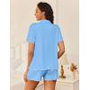 imageEkouaer Womens Pajama Sets Button Up Bride Pjs Set 2 Piece Soft Sleepwear Short Sleeve Lounge Sets with Shorts SXXLLight Blue