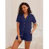 imageEkouaer Womens Pajama Sets Button Up Bride Pjs Set 2 Piece Soft Sleepwear Short Sleeve Lounge Sets with Shorts SXXLNavy Blue