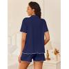 imageEkouaer Womens Pajama Sets Button Up Bride Pjs Set 2 Piece Soft Sleepwear Short Sleeve Lounge Sets with Shorts SXXLNavy Blue