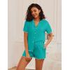 imageEkouaer Womens Pajama Sets Button Up Bride Pjs Set 2 Piece Soft Sleepwear Short Sleeve Lounge Sets with Shorts SXXLPeacock Blue
