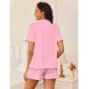 imageEkouaer Womens Pajama Sets Button Up Bride Pjs Set 2 Piece Soft Sleepwear Short Sleeve Lounge Sets with Shorts SXXLPink