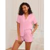 imageEkouaer Womens Pajama Sets Button Up Bride Pjs Set 2 Piece Soft Sleepwear Short Sleeve Lounge Sets with Shorts SXXLPink