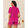 imageEkouaer Womens Pajama Sets Button Up Bride Pjs Set 2 Piece Soft Sleepwear Short Sleeve Lounge Sets with Shorts SXXLRose Red