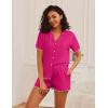 imageEkouaer Womens Pajama Sets Button Up Bride Pjs Set 2 Piece Soft Sleepwear Short Sleeve Lounge Sets with Shorts SXXLRose Red