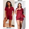 imageEkouaer Womens Pajama Sets Button Up Bride Pjs Set 2 Piece Soft Sleepwear Short Sleeve Lounge Sets with Shorts SXXLWine Red