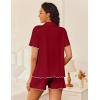 imageEkouaer Womens Pajama Sets Button Up Bride Pjs Set 2 Piece Soft Sleepwear Short Sleeve Lounge Sets with Shorts SXXLWine Red
