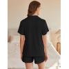 imageEkouaer Womens Ribbed Knit Pajama Set Short Sleeve Button Down Pj Set 2 Piece Lounge Set with Pockets Sleepwear SXXLBlack