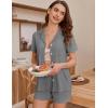 imageEkouaer Womens Ribbed Knit Pajama Set Short Sleeve Button Down Pj Set 2 Piece Lounge Set with Pockets Sleepwear SXXLLight Grey