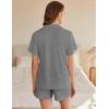 imageEkouaer Womens Ribbed Knit Pajama Set Short Sleeve Button Down Pj Set 2 Piece Lounge Set with Pockets Sleepwear SXXLLight Grey