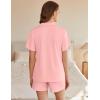 imageEkouaer Womens Ribbed Knit Pajama Set Short Sleeve Button Down Pj Set 2 Piece Lounge Set with Pockets Sleepwear SXXLLight Pink