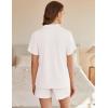 imageEkouaer Womens Ribbed Knit Pajama Set Short Sleeve Button Down Pj Set 2 Piece Lounge Set with Pockets Sleepwear SXXLWhite