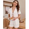 imageEkouaer Womens Ribbed Knit Pajama Set Short Sleeve Button Down Pj Set 2 Piece Lounge Set with Pockets Sleepwear SXXLWhite