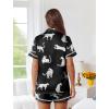 imageEkouaer Womens Silk Pajama Sets Button Up Satin Pjs Short Sleeve 2 Piece Cute Loungewear Notch Collar with Chest PocketBlack Leopard