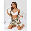 imageEkouaer Womens Silk Pajama Sets Button Up Satin Pjs Short Sleeve 2 Piece Cute Loungewear Notch Collar with Chest PocketChrysanthemum