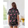 imageEkouaer Womens Silk Pajama Sets Button Up Satin Pjs Short Sleeve 2 Piece Cute Loungewear Notch Collar with Chest PocketFlamingo