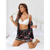 imageEkouaer Womens Silk Pajama Sets Button Up Satin Pjs Short Sleeve 2 Piece Cute Loungewear Notch Collar with Chest PocketFlamingo