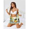 imageEkouaer Womens Silk Pajama Sets Button Up Satin Pjs Short Sleeve 2 Piece Cute Loungewear Notch Collar with Chest PocketHawaii