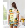 imageEkouaer Womens Silk Pajama Sets Button Up Satin Pjs Short Sleeve 2 Piece Cute Loungewear Notch Collar with Chest PocketHawaii