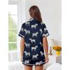imageEkouaer Womens Silk Pajama Sets Button Up Satin Pjs Short Sleeve 2 Piece Cute Loungewear Notch Collar with Chest PocketNavy Blue Zebra