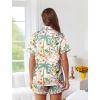 imageEkouaer Womens Silk Pajama Sets Button Up Satin Pjs Short Sleeve 2 Piece Cute Loungewear Notch Collar with Chest PocketPink Forest