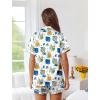 imageEkouaer Womens Silk Pajama Sets Button Up Satin Pjs Short Sleeve 2 Piece Cute Loungewear Notch Collar with Chest PocketQueen Picasso