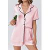 imageEkouaer Womens Silk Satin Pajama Set Short Sleeve PJs 2 Piece Lounge Set Button Down Top and Shorts Soft SleepwearLight Pink